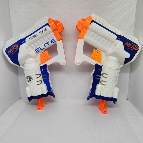 NERF N-STRIKE ELITE TRIAD EX-3 Blaster Lot Of 2 Working Used - Picture 5 of 10